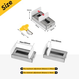 SUPAWAY 4 Pieces Sliding Window Closing Adjustable Window Lock Stainless Steel Sliding Window Locks Children's Safety Lock with Key Sliding Window Stopper Silver Door Frame Safety Lock