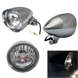 Unbranded/Generic 6" Chrome Bullet Headlight Lamp For Bobber Chopper Dyna Softail Sportster