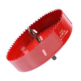 LC LICTOP 6.1 Inch Hole Saw, Heavy Duty Bi-Metal Cornhole Cutter, HSS Blade Drill Bit for Ceiling Light, Wood, Soft Metal Sheet, Plastic Panel, Drywall and Fiberboard, with Positive Rake Teeth, Red