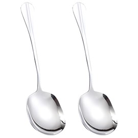 2 Pcs Stainless Steel Large Buffet Serving Spoons Stainless Steel Serving Spoon Silver Serving Spoons with Long Handle for Kitchen Restaurant Banquet （Square Head Enlarged