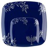 Combo Set 7" inch Salad Plates & 10" inch Square Plastic Plates Heavy Duty Hanukkah Dinner Plates with Blue Silver Chanukah Design Hanukkah Party Disposable China Like Plastic Dessert Plate (48 PACK)