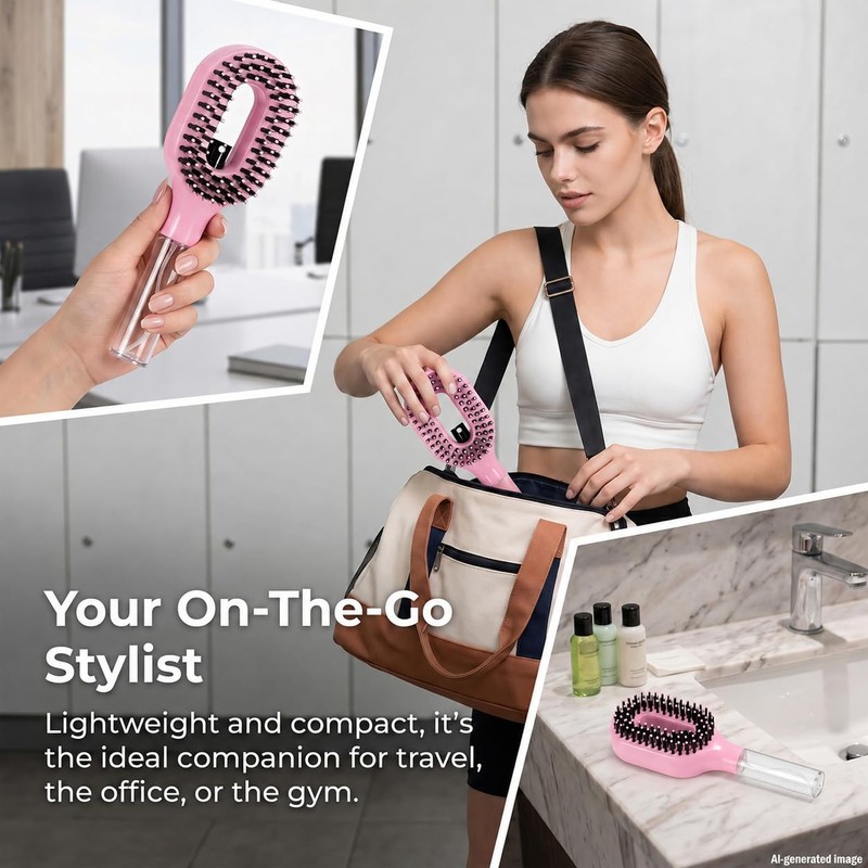 Hair Brush with Water Spray, 2-in-1 Detangling Brush for Curly
