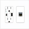 RiteAV 1 Port Cat7 Shielded Ethernet Wall Plate - USB A+C Charger Outlet [Screwless White]