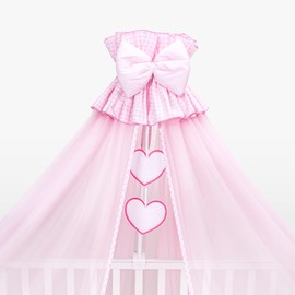 Luxury Baby Cot Bed Crown Canopy/Mosquito Net 480 cm Only (Hearts Pink)
