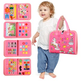 Ajsupojouet Toddler Busy Board，Montessori Toddler Busy Book，Toys For 3 Year Old Girl Birthday Gift，Sensory Bins Toys，Learning Toys，Preschool Learning Activities Book Airplane Travel Essential Kid Toys