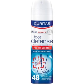 CURITAS Desodorante para pies en Spray Antibacterial Foot Defense, con Octenidina, te ayuda a prevenir el pie de atleta y que protege tus pies contra el mal olor por hasta 48 horas, 150 ml