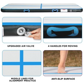KIKILIVE Inflatable Air Gymnastics Tumbling Mat 10ft, Air Tumble Track Mat 4 inches Thickness with Electric Air Pump for Home Use/Training/Cheerleading/Yoga/Water/Beach/Park