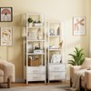 Furnulem 5-Tier Corner Shelf, Narrow Bookshelf with 2 Storage Drawers,