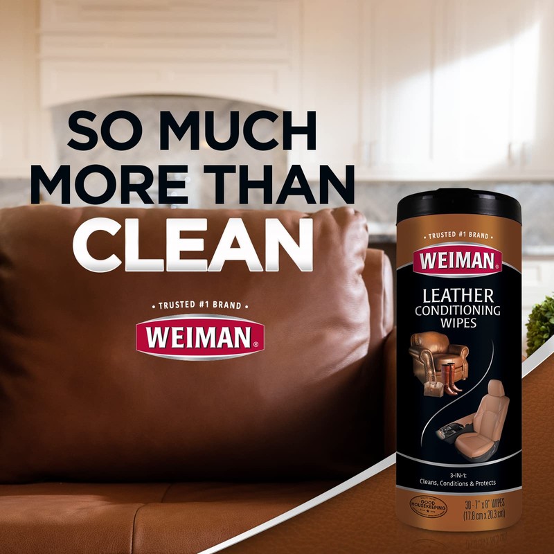Weiman Leather Cleaner Wipes - Clean Condition UV Protection Help