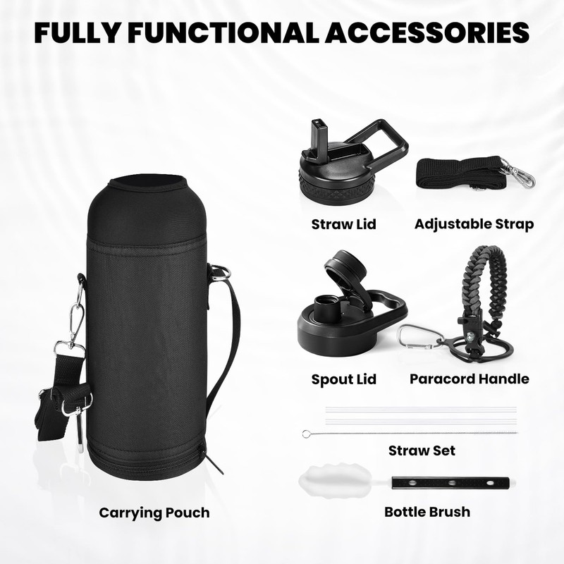 RAYMYLO Insulated Water Bottle 40 oz, Triple Wall Vacuum Stainless