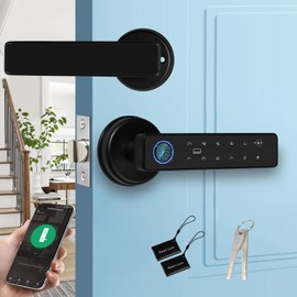 XYBkey Smart Door Lock 5-in-1 Door Handle Electronic Keypad Supports Password APP IC Card Fingerprint Key Biometric Digital Smart Door Lock Suitable for Home Office and Apartment