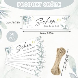FLEXNOVA Schön Dass Du Da Bist Anhänger, 50 Stück Geschenkanhänger Schön Das Du Da Bist mit 10m Schnur Taufe Etiketten Tags Label für Hochzeit Geburtstag Weihnachten