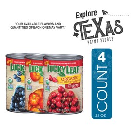 Lucky Leaf OrganicCollection 4-Pack of Pie Filling or Topping 20 oz Cans + 1 Silicone Can Cover and Spatula by Lavinia Essentials