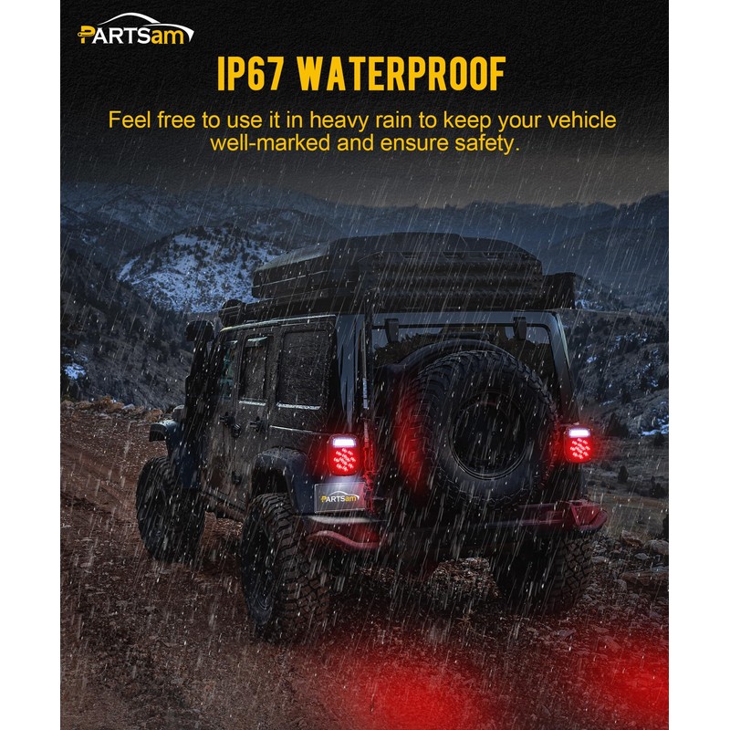 Partsam 2x LED Dump Truck Tail Lights 33 LEDs Universal