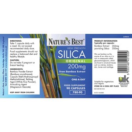 Silica 200mg | High Strength Naturally Sourced Silica Supplement | 90 One-A-Day, Vegan Capsules (3 Month’s Supply) | from Bamboo Extract | UK Made