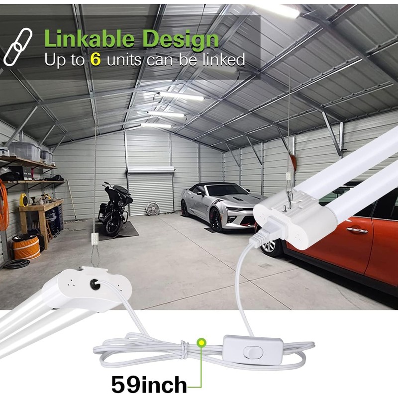 6 Pack 4FT Linkable LED Shop Light, Utility Shop Light
