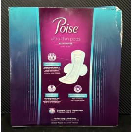 Poise Ultra Thin Incontinence Pads Light Absorbency Regular Length, 44 Count