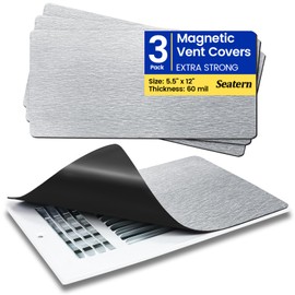Seatern Magnetic Vent Covers, Extra Strong Magnets, Silver 5.5" x 12" (3 Pack) Ultra Thick 60mil, Complete Seal, Air Vent Covers for Home Floor, Ceiling, Wall Registers, HVAC, AC, and Heater Vents