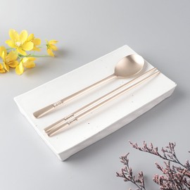 Sutami Bangjja Yugi luxury cutlery set (2 sets + gift packaging) / 수타미 방짜유기 고급 수저세트 당초 2벌+선물포장