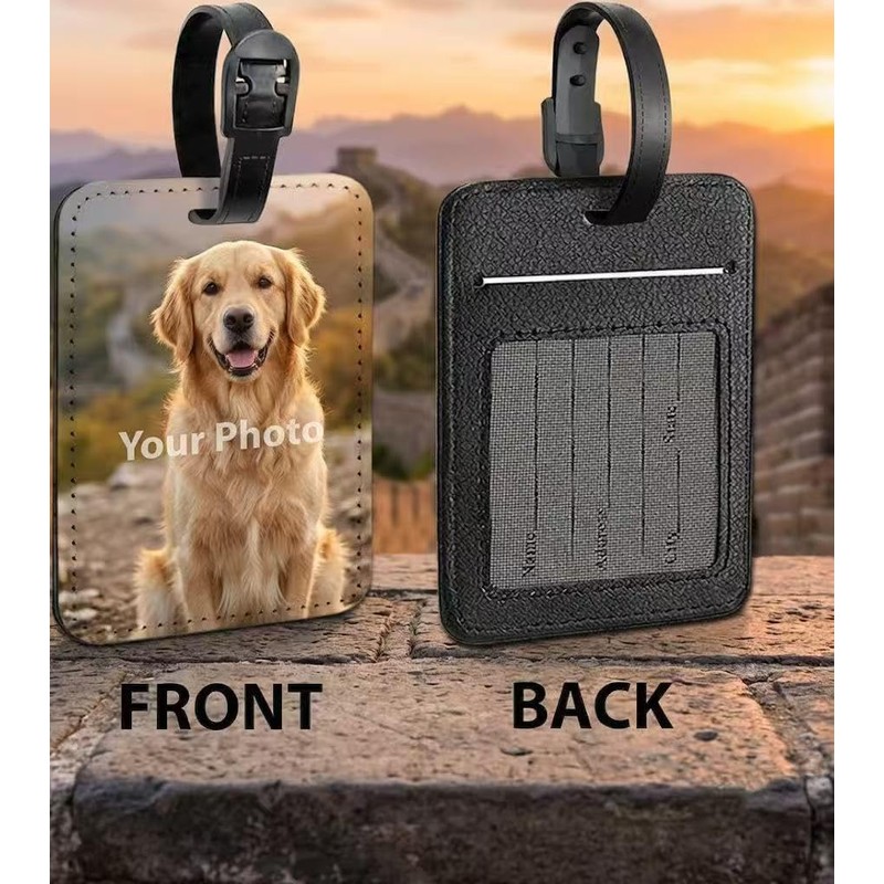 2Pcs Etiquetas de Equipaje Personalizadas con Foto para Maleta