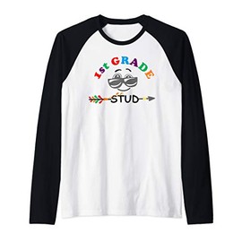 1st Grade Stud Cool Sunglasses Back To School for Student Raglan Baseball Tee