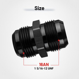 EVIL ENERGY 16AN Male to Male Flare Straight Union Coupler Fitting Coupling Aluminum Black 2PCS