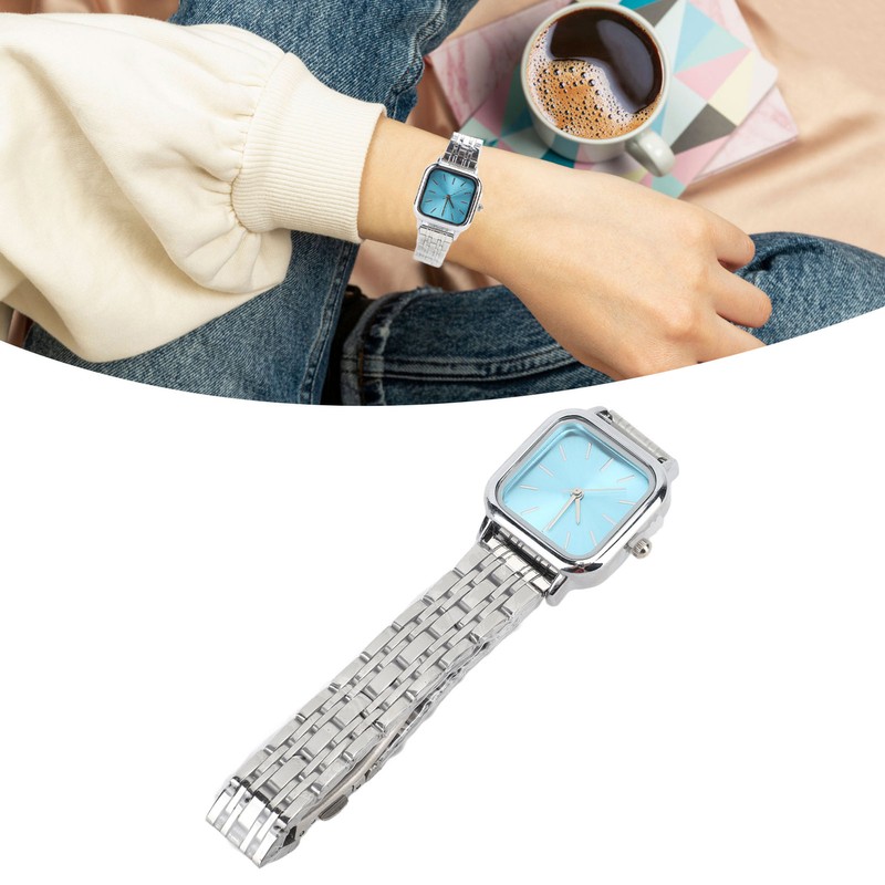 Women Quartz Watch Alloy Steel Strap Stylish Waterproof Ladies Square
