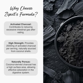 Zipvit Activated Charcoal Capsules 2000mg, Charcoal Tablets Alternative, Digestion Support Supplement, Helps Reduce Excessive Flatulence After Eating, 180 Capsules