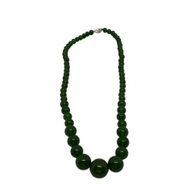 Natural Emerald Gemstone Graduated Round Beaded Necklace