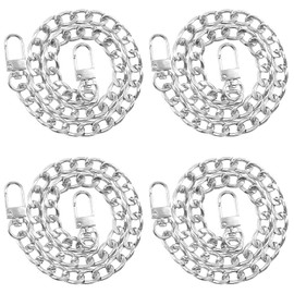 Wokape 4Pcs Sliver Luxury Fashion 15.7 Inch/40cm Replacement Flat Chain Strap with Buckles Set, Flat 0.4” Wide Enough 2.4mm Perfect for DIY Metal Shoulder Purse Replacement (Sliver, 15.7 inch)