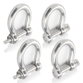 Biugaaufai 4 PCS 3/4 Inch D Ring Shackles, 304 Stainless Steel Anchor Shackle, 20 mm Screw Pin Anchor Shackles for Towing, Industrial, Outdoor, Vehicle Recovery(Breaking Load: 55100 lbs)