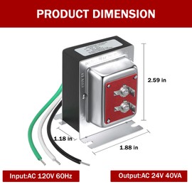 24V 40VA Doorbell Transformer Hardwired Door Chime Transformer Thermostat Power Adapter Compatible with Video Doorbell Ring Pro Nest Hello