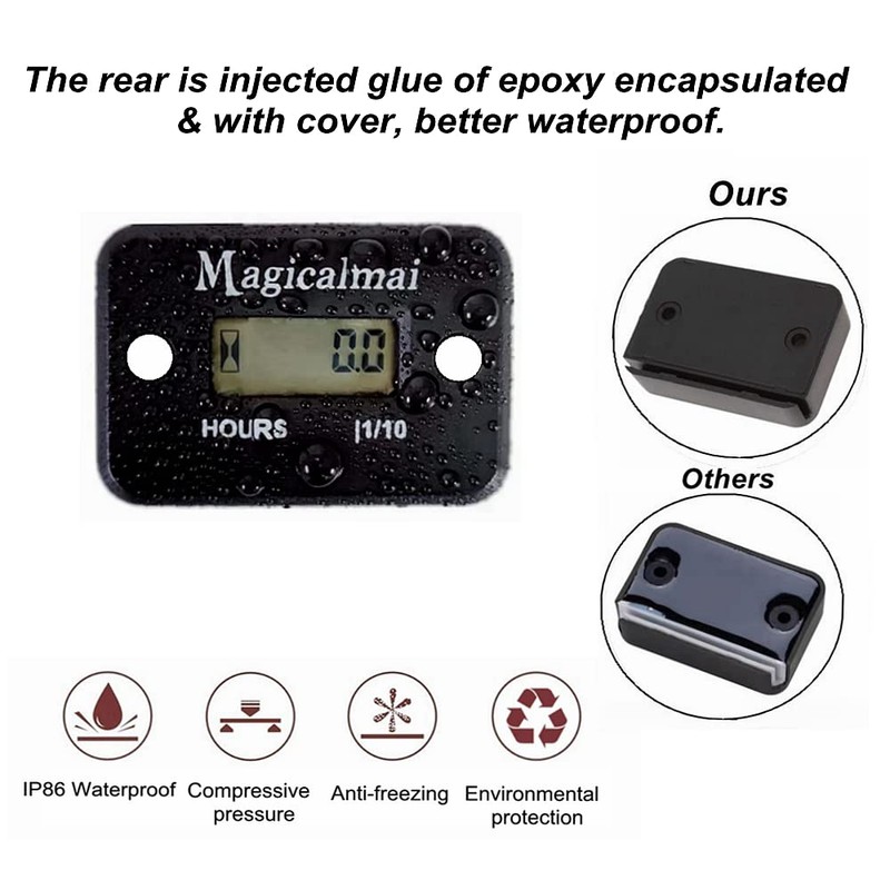 2pcs Magicalmai Inductive Hour Meter for Gas Engine Generator Lawn