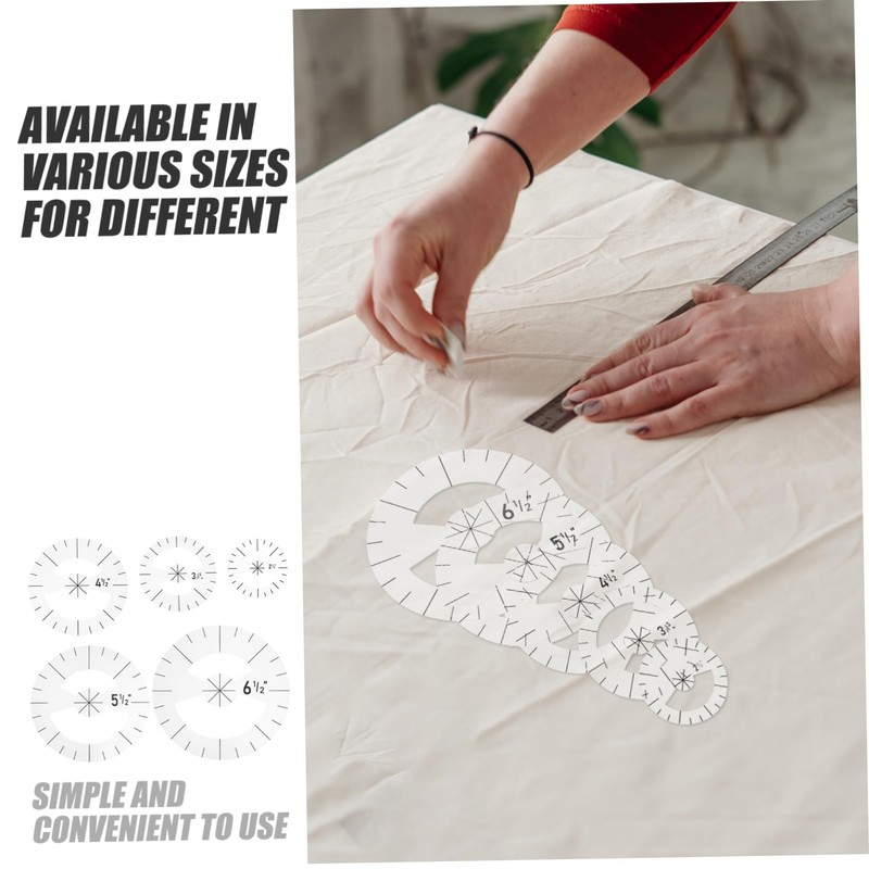 VILLFUL Sewing Ruler Set 5pcs Acrylic Quilting Templates Quilting Ruler