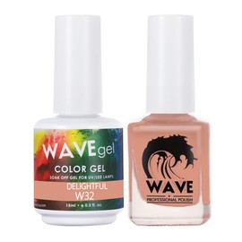 WAVEGEL Soak-Off Gel & Nail Lacquer Matching Duo Set - Simplicity Collection - #W32 Delightful I 0.5 Oz