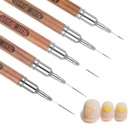 QFGasre 5 pcs Nail Art Liner Brushes Metallic Nail Art Pens Painting Art Design Brush Set Nail Tools for Long Lines Thin Details Fine Drawing Sizes 6/9/12/15/18mm