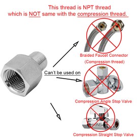 Beduan Stainless Steel NPT Reducer Adapter 3/8 Female to 1/4 Male Threaded Reducing Pipe Fittings Adaptor(Pack of 2)