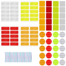 JIEYUMAO 100Pcs Warning Reflective Stickers, 5 Colors 4 Shapes Reflective Stickers Waterproof, Stick-on Car Reflector Sticker Safety Reflective Sticker Night Warning Stickers for Car Bicycle