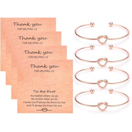 CERSLIMO Bridesmaid Gifts - 4 Pcs Bridesmaid Proposal Gifts, Tie The Knot Bracelet Maid of Honor Gifts Wedding Flower Girl Gift, Bridesmaid Proposal Jewelry Bridal Party Knot Bracelet, Rose Gold