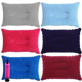 Inflatable Camping Pillow, 6 Pieces, Sandy Beach Pillow, Waterproof, Self-Inflating Pillow, Ultralight Travel Pillow, Compressible for Office, Weekend Trips, Beach Holidays, Tent Holidays (43 x 27 cm)