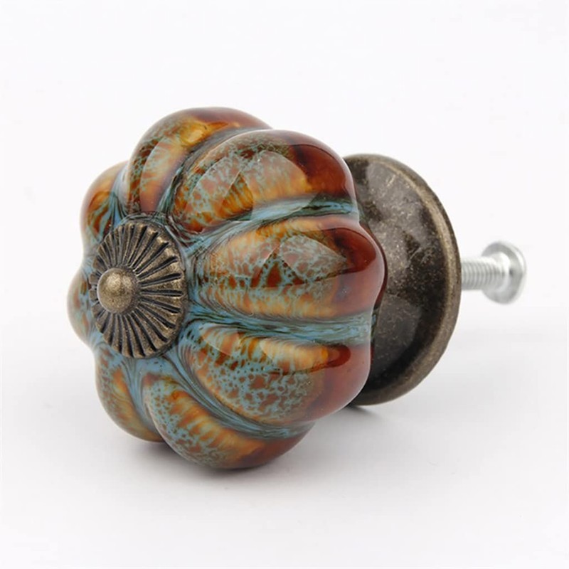ESreake Yusheng 12 Pack Vintage Ceramic Pumpkin Cabinet Knobs, Kitchen