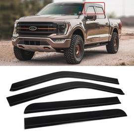 Fits for 2015-2025 Ford F150 Crew Cab Tape-on Smoke Tinted Window Visors Rain Guards Deflector/STX XL XLT Lariat King Platinum Limited Raptor Tremor 2016 2017 2018 2019 2020 2021 2022 2023 2024