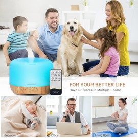 Aromatherapy Essential Oil Diffuser for Room: Colorful Aroma Air Humidifier with Adjustable Cool Mist Mode, Waterless Auto Off Ultrasonic Diffusers for Large Small Room Home Office 500ML