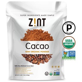 Zint Organic Cacao Powder (16 oz): Raw Non-Alkalized Chocolate With Powerful Antioxidants and Resveratrol