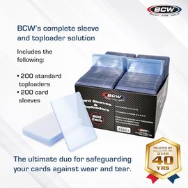 BCW - Paquete combinado de fundas para tarjetas y toploaders | 200 cargadores superiores y 200 fundas de penique, proteger, almacenar y mostrar tarjet