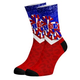 HJKLONE Cheer Socks for Cheerleader 1Pair Cheerleading Socks for Women Girls Cheer Accessories Gifts (Blue&Red)