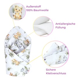 Babylux Swaddling Blanket Baby Squirrel 75 x 75 cm Baby Newborn First Equipment (124th Africa Animals)