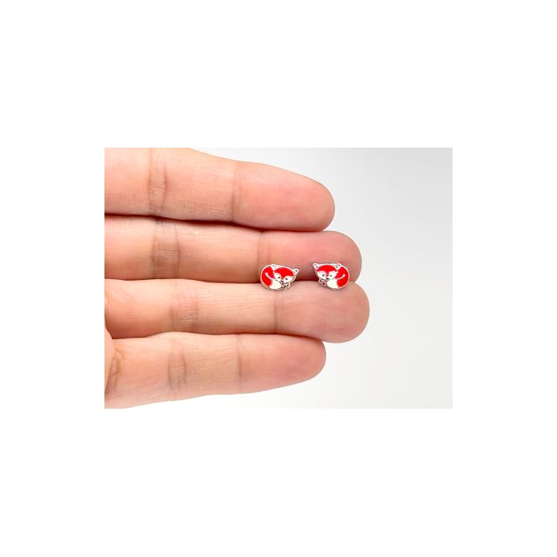 Sleeping Fox Earrings 925 Sterling Silver