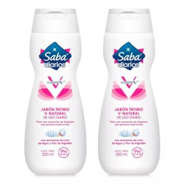 Saba 2 Pk Saba Jabon Intimo V Natural PH Balanceado 200 ml cada uno. Uso diario