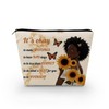 Livel lhood African American Makeup Bag Cute Small Canvas Organizer